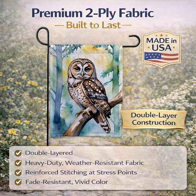Caroline's Treasures Spotted Owl Garden Flag Mailbox Flag Decorative Yard Flag Banner Outside Patio Artwork Yard Flower Beds, Garden Size, Multicolor