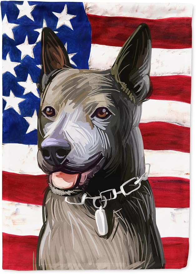 Caroline's Treasures CK6733CHF Taiwan Dog American Flag House Flag Large Porch Sleeve Pole Decorative Outside Yard Banner Artwork Wall Hanging, Polyester, House Size, Multicolor