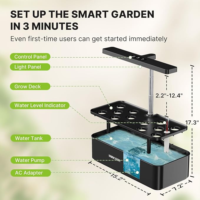 SUNCOZE Hydroponics Growing System Kit 12 Pods & 160pcs Hydroponic Pods Supplies