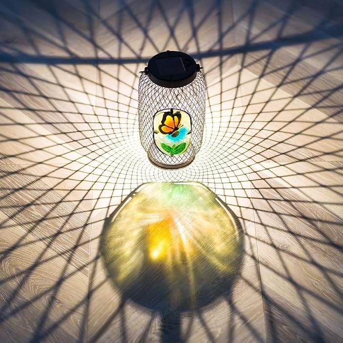 Solar Lantern Outdoor Waterproof,Butterfly Hanging Solar Lights Outdoor, Garden Decor for Patio Yard Table, Birthday & Mother's Day Gifts for Women Gifts