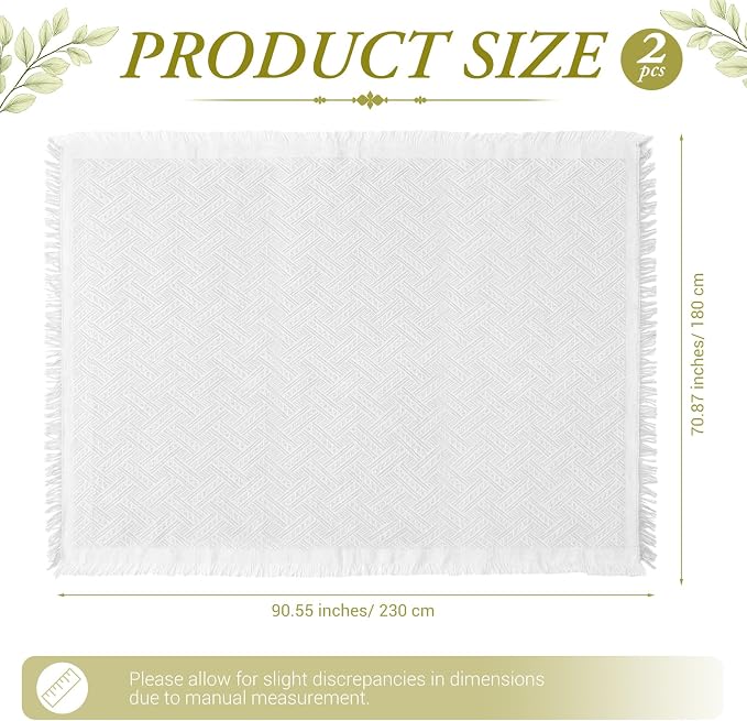 2 Pack White Coffee Extra Large Picnic Blanket, Outdoor Picnic Mat, Woven Boho Large Beach Blanket with Fringe for Park, Camping, Lawn or Wedding Photoshoot (71 x 91 Inches)