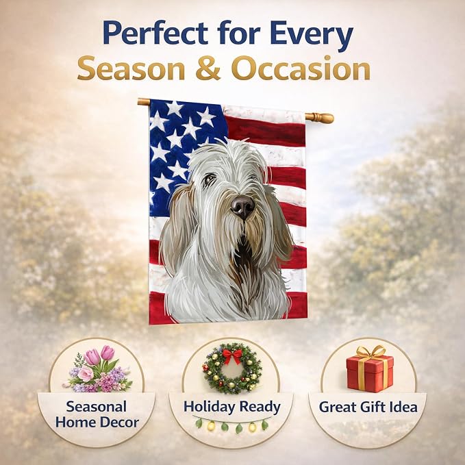 Caroline's Treasures CK6720CHF Spinone Italiano Dog American Flag House Flag Large Porch Sleeve Pole Decorative Outside Yard Banner Artwork Wall Hanging, Polyester, House Size, Multicolor