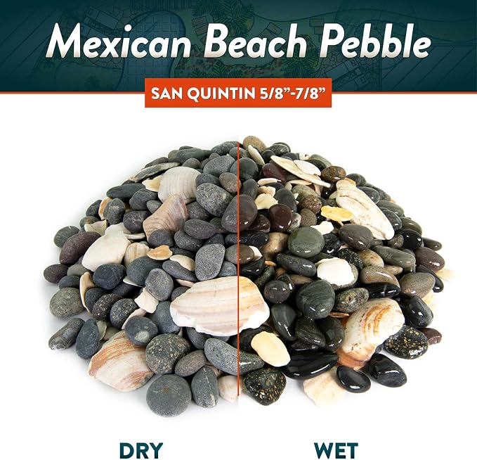Mexican Beach Pebbles | 40 Pounds of Smooth Unpolished Stones | Hand-Picked, Premium Pebbles for Garden and Landscape Design | San Quintín, 5/8 Inch - 7/8 Inch