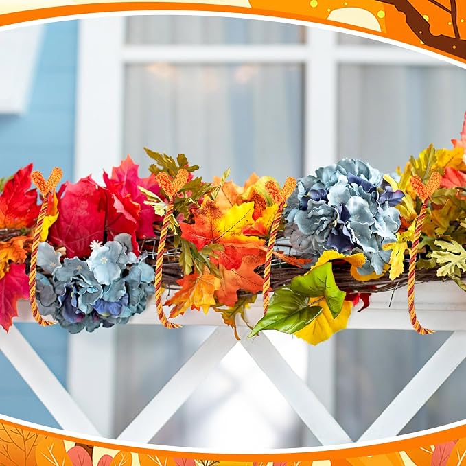 Zhengmy 16 Pcs 20 Inches Christmas Garland Ties Christmas Decorative Twist Ties for Banister Reusable and Flexible Twist for Xmas Home Decorations Holiday Craft Wrapping (Fall Color)