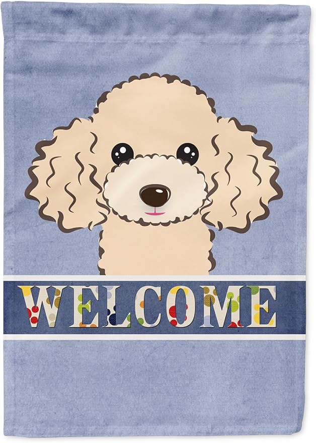 Caroline's Treasures BB1444GF Buff Poodle Welcome Garden Flag, Blue Mailbox Flag Decorative Yard Flag Banner Outside Patio Artwork Yard Flower Beds, Garden Size, Multicolor