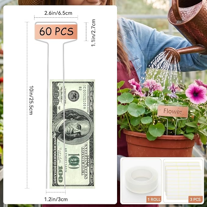 Greaner 2.6" x 10" Garden Labels, 60 Packs Plant Labels for Outdoor Waterproof, Plant Markers with Permanent Pen and Rainproof Pet Films for Indoor Outdoor Use