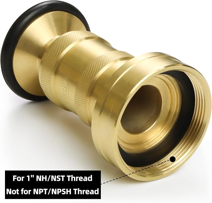 Fire Hose Nozzle 2" NPSH/NPT Brass Fire Equipment Spray Jet Fog,100 psi 75 gpm Heavy Duty Industrial Fog Nozzle