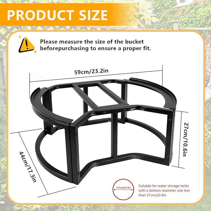 Stainless Steel Rain Barrel Stand - Fits 45/50/55 Gallon Tanks, Heavy Duty Water Collection Base with Non-slip Feet, Outdoor Weatherproof, Rust-Proof for Outdoor Water Storage Garden