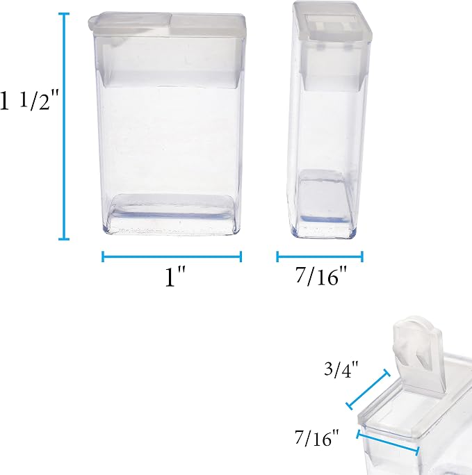 The Beadsmith Clear Plastic Boxes - Rectangle with a Flip Top Cap - 7/16” x 1” x 1-1/2” - Use for Beads, Bath Salts, Wedding & Party Favors, Home or Office Storage - Bag of 100