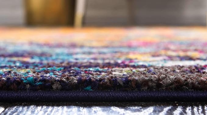 Unique Loom Estrella Collection Dark Colors, Modern, Abstract, Distressed Area Rug (7' 0 x 10' 0 Rectangular, Multi/Navy Blue)