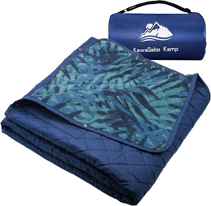 Large Waterproof Outdoor Blanket Thick Fleece 80" x 58" | Windproof Stadium Blanket, Wearable Poncho, Machine Washable for Camping, Car, Pet, Picnics - Jungle