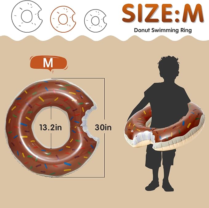 DMAR Donut Pool Float - Donut Tube & Ring for Beach & Pool