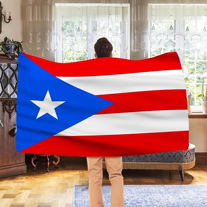AhfuLife Puerto Rico Flag 3x5 Ft, Large Puerto Rican Flags for Outside - Double Side with Brass Eyelets for Puerto Rican Party Decorations, Soccer Party Bar Garden Decoration Indoor Outdoor