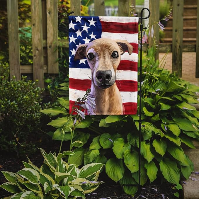 Caroline's Treasures CK6576GF Italian Greyhound American Flag Garden Flag Mailbox Flag Decorative Yard Flag Banner Outside Patio Artwork Yard Flower Beds, Garden Size, Multicolor