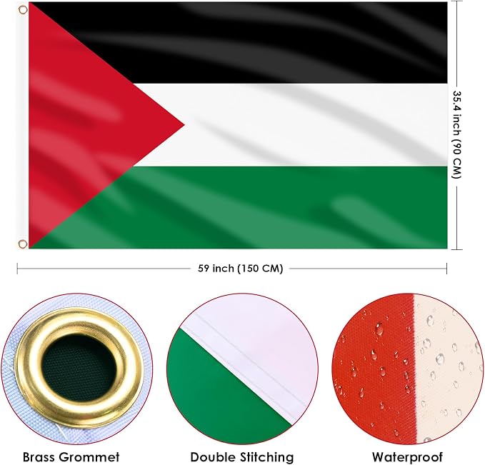 AhfuLife 2 Pcs Palestine Flag Palestinian flag 3 x 5 Ft, Large Palestine Flags for Outside, Double Side with Brass Eyelets for Independence Day Party, Olympic Party Decorations Indoor Outdoor
