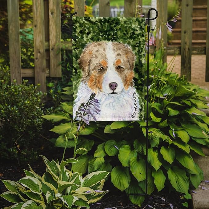 Caroline's Treasures SS8732GF Australian Shepherd Garden Flag Mailbox Flag Decorative Yard Flag Banner Outside Patio Artwork Yard Flower Beds, Garden Size, Multicolor