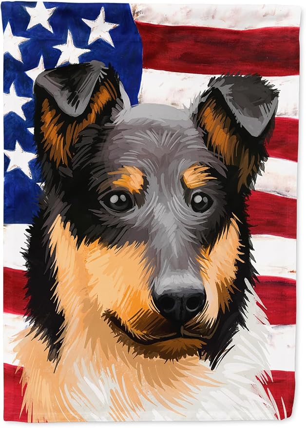 Caroline's Treasures CK6492CHF Collie Rough Dog American Flag House Flag Large Porch Sleeve Pole Decorative Outside Yard Banner Artwork Wall Hanging, Polyester, House Size, Multicolor