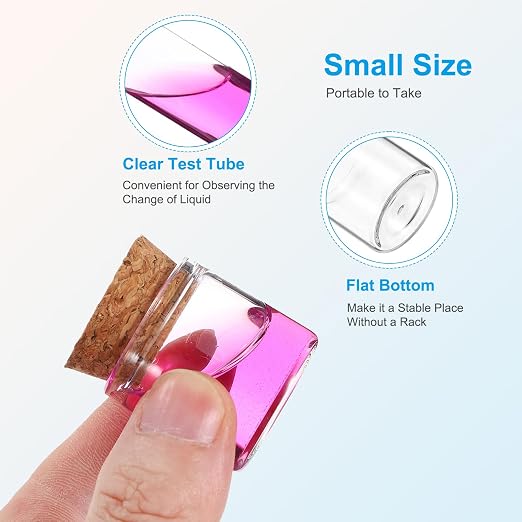 PATIKIL 10ml Test Tubes, 12pcs 1.18x1.18 Glass Clear Flat Bottom Test Tube Containers with Cork Stopper for Bead Party Candy Bath Salt Storage Scientific Experiment Plant Propagation