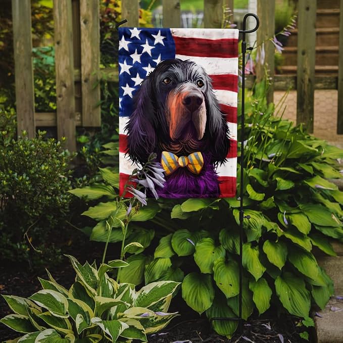 Caroline's Treasures CK6543GF Gordon Setter Dog American Flag Garden Flag Mailbox Flag Decorative Yard Flag Banner Outside Patio Artwork Yard Flower Beds, Garden Size, Multicolor