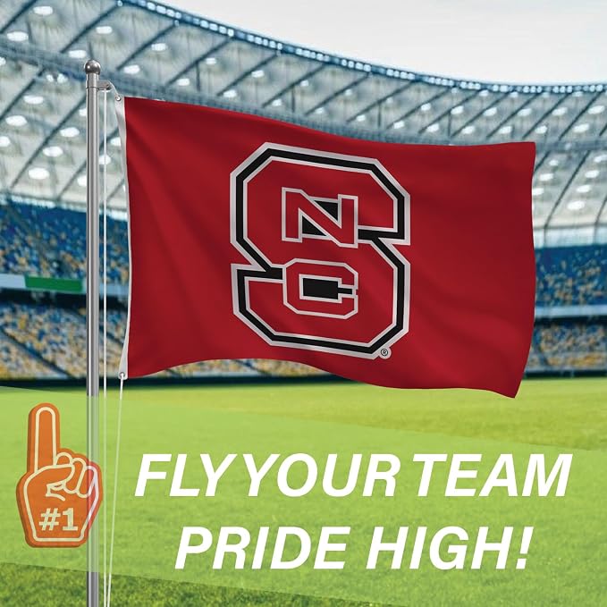 NCAA North Carolina State University Flag with Grommets, 3'x5' NC State Wolfpack Outdoor College Flags & Banners for Garden Patio Indoor Wall Décor