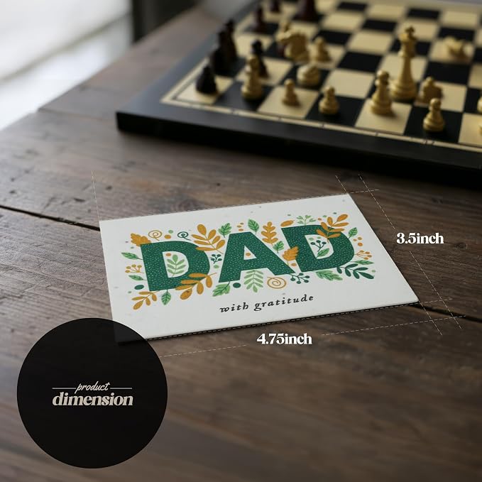 Dad Greeting Cards – 5 Sets of Gift Cards with White Envelope Each, Embedded with Wildflower Seeds, Plantable and Writable Greeting Cards for Dad's Day, Appreciation to Him, Father's Birthday Gift