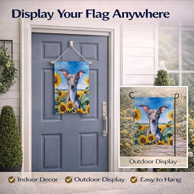 Caroline's Treasures DAC6101GF Italian Greyhound in Sunflowers Garden Flag Mailbox Flag Decorative Yard Flag Banner Outside Patio Artwork Yard Flower Beds, Garden Size, Multicolor