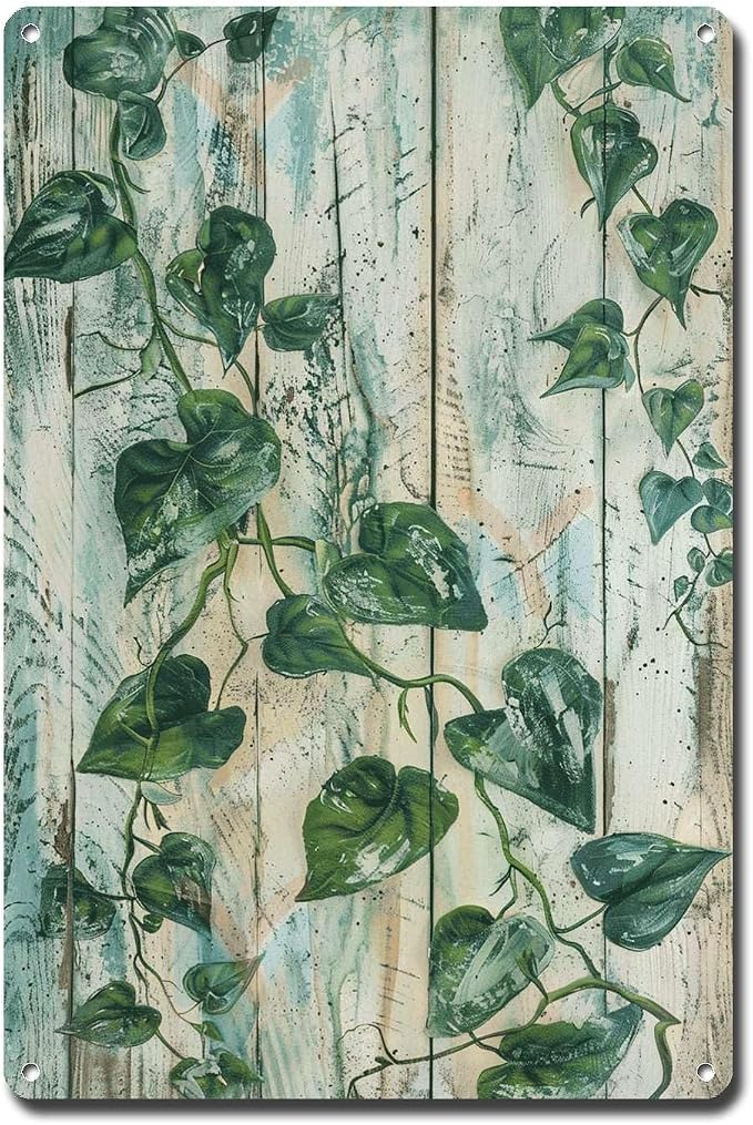 Metal Sign Tin Sign Vintage Wall Art Rustic Trail Pothos Tin Sign for Vintage Paintings Shabby Chic Decor and Easy Installation Vintage Metal Sign for Bar 12×16 Inches