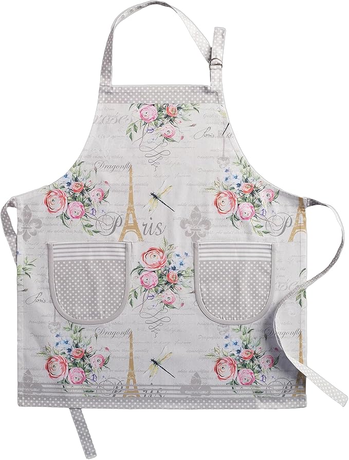 Maison d' Hermine Aprons for women with Pocket 100% Cotton (27.50"x31.50") | Adjustable Neck Strap & long ties Apron Men Chef Wedding Cooking Gardening Server Maid