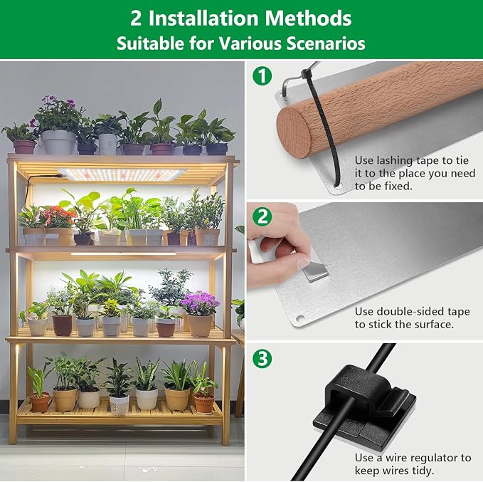 Aumtrly Grow Light, 1104 LED Full Spectrum Plant Lights for Indoor Growing Plants, Grow Lamp for Seed Starting (4 Panel/2 Pack) with UL Adapter, 6/12/16H Timer, 3 Light Modes, 5 Dimmable