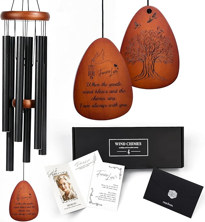 37" Memorial Wind Chimes for Loss of Loved One – Sympathy & Bereavement Gift for Mom, Dad, Husband, or Grandparents, Outdoor Garden Decor with Deep Soothing Tone