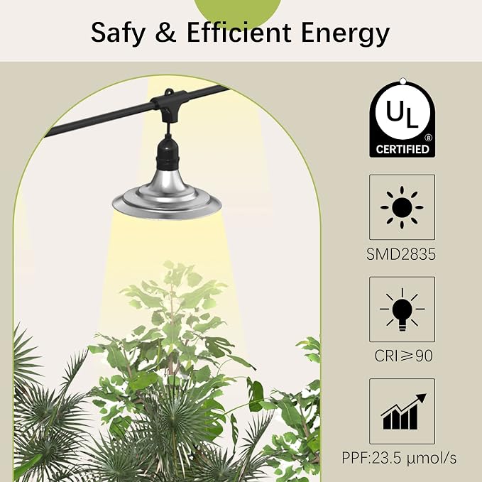 Outdoor LED Grow Light, Waterproof String Plant Growing Light, 41 FT Full Spectrum Growth Light, Suitable for Garden, Farm, Flower, Seedling Greenhouse Grow Light (12 Light)