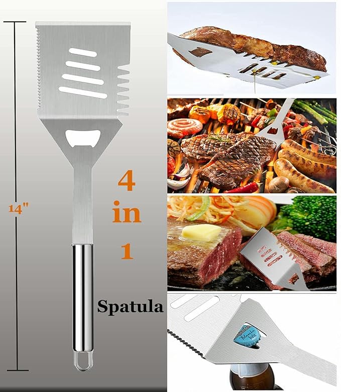 MUJUZE Grilling Accessories,BBQ Gifts for Men,Grilling Gifts for Men,BBQ Grill Sets for Dad,BBQ Accessories with Apron for Dad,Grill Tool Set,Grill Kit for Camping,Backyard