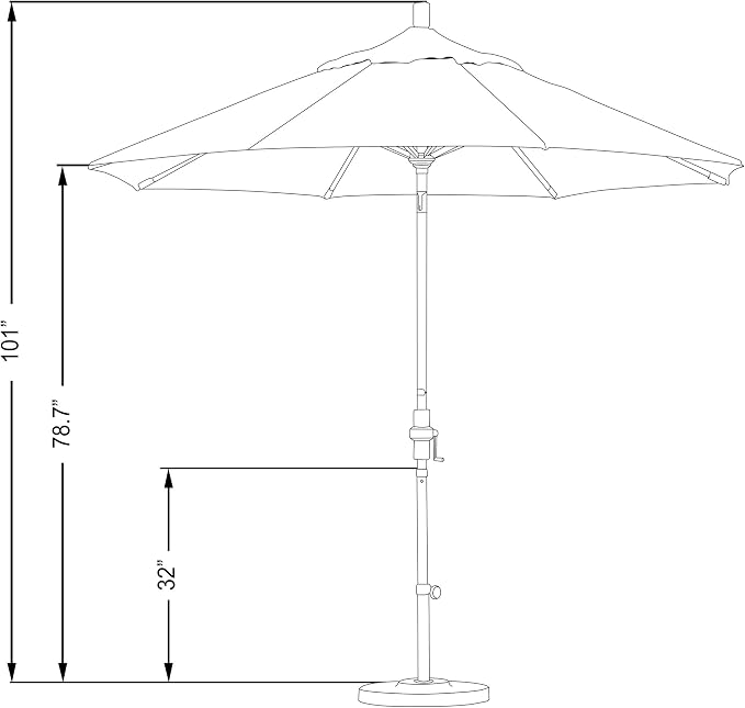 California Umbrella 9' Round Aluminum Market Umbrella, Crank Lift, Collar Tilt, Bronze Pole, Champagne Olefin