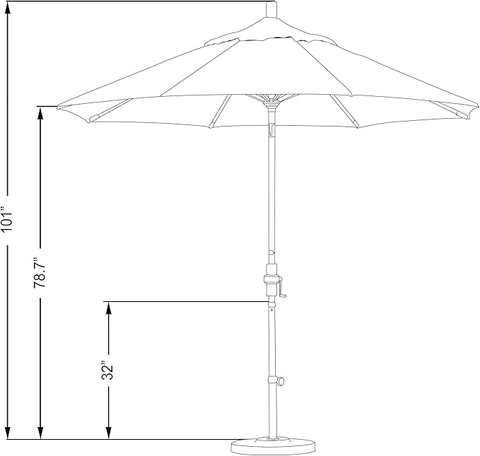 California Umbrella 9' Round Aluminum Market Umbrella, Crank Lift, Collar Tilt, Bronze Pole, Hunter Green Olefin