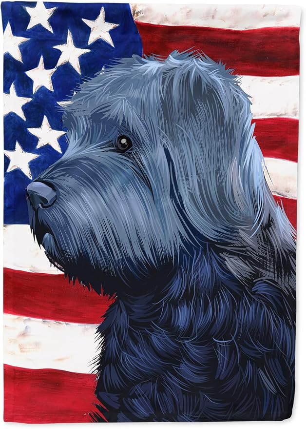 Caroline's Treasures CK6453CHF Bouvier des Flandres American Flag House Flag Large Porch Sleeve Pole Decorative Outside Yard Banner Artwork Wall Hanging, Polyester, House Size, Multicolor
