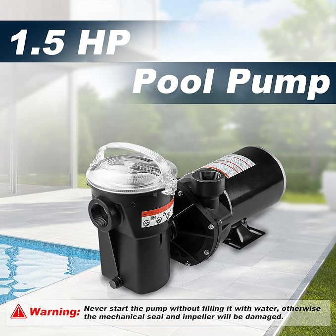 W3SP1580X15 1.5 HP Pool Pump, Single speed motor, 115V 11.2A 3450RPM 60Hz, Direct Replacement for Hayward PowerFlo LX Series