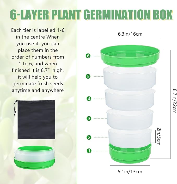 AOMGD 4-Tier Microgreens Growing Seed Sprouting Tray | Indoor Soil-Free System, BPA Free Seed Germination Kit, For Salad Greens, Alfalfa & Broccoli