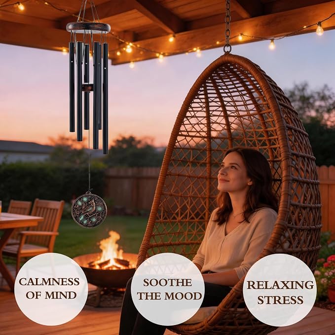 Cardinal Wind Chimes for Outside - Vintage Deep Tone Windchimes Outdoors Garden Yard Patio Indoor Home Balcony Decor Bird Hanging Decoration Memorial Sympathy Gifts for Women Men Mom