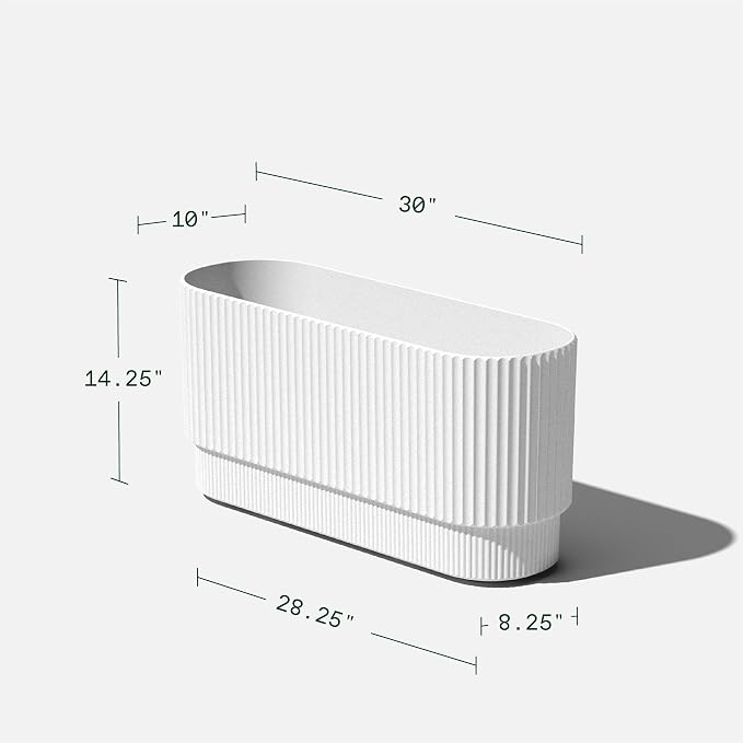 Veradek Demi Series Long Planter for Porch, Patio, Backyard | Durable Plastic-Stone Composite Material | Modern Décor for Shrubs, Flowers