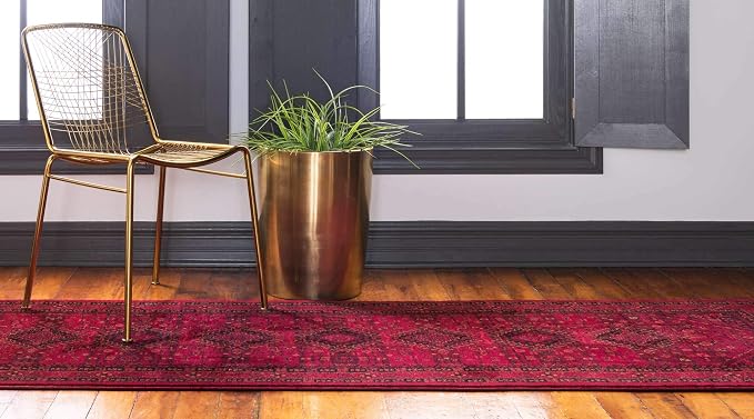 Unique Loom Tekke Collection Area Rug - Sheibani (2' 7" x 10' Runner, Red/ Black)