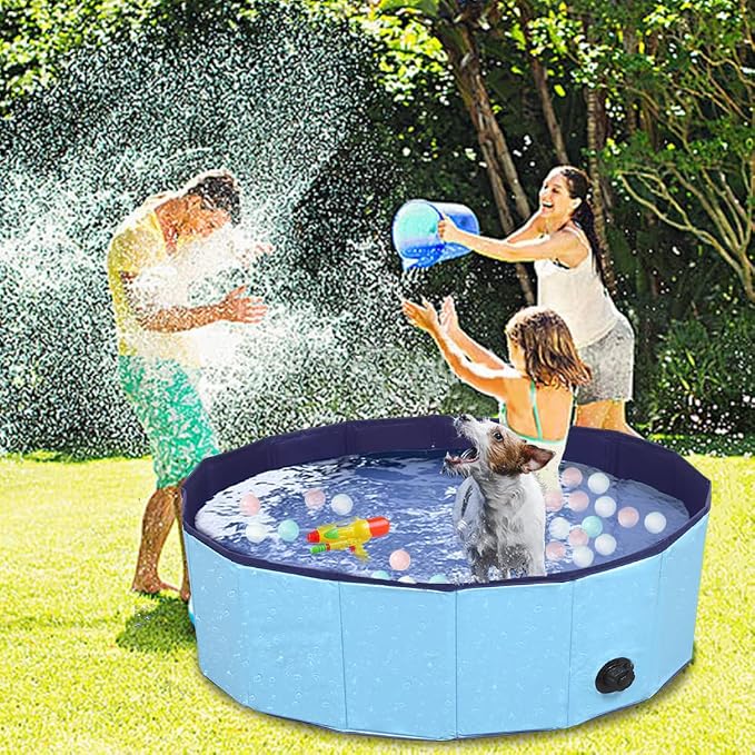 Dog Pool Foldable pet Pool Dog Swimming Pool pet Swimming Pool PVC Non-Slip for All Kinds of Pets 40-12in