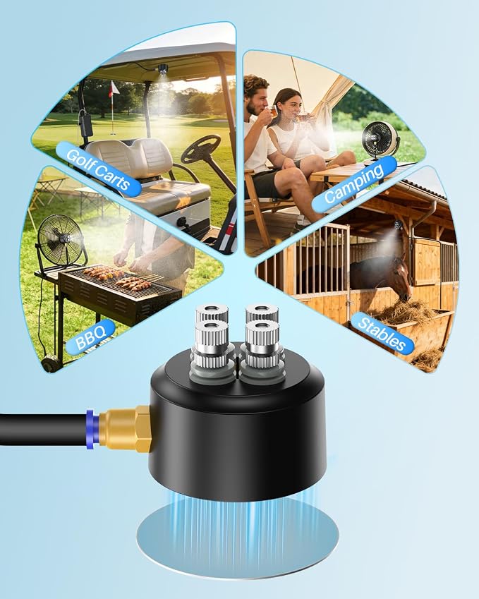 Portable Misting System with Water Pump, 6000mAh Outdoor Misters for Outside Patio, Magnetic Water Cooling Fan Misters Set for Patio, Industrial Fan, Canopy, Sports, Greenhouse, Beach, Dugout, Camping