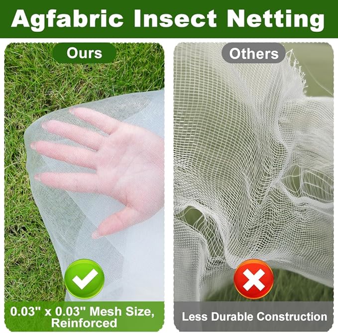 Agfabric Garden Netting 3.9'x9.8' Insect Pest Barrier Netting for Garden Protection,Plant Cover Row Cover Mesh Netting for Vegetables Fruit Trees and Plants,White