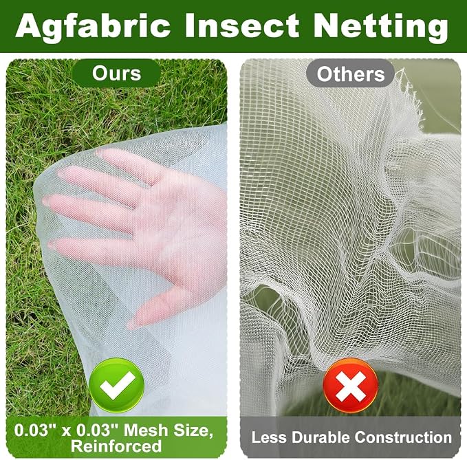 Agfabric Garden Netting 5'x100' Insect Pest Barrier Bird Netting for Garden Protection,Row Cover Mesh Netting for Vegetables Fruit Trees and Plants,White