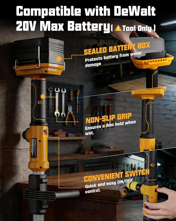 Cordless Stick Water Transfer Pump Compatible with DeWalt 20V Max Battery (Tool Only), 720 GPH Portable Electric Utility Pump with 32FT Lift, Brushless Sump Pump for Pool, Garden, Pond, RV and Boat