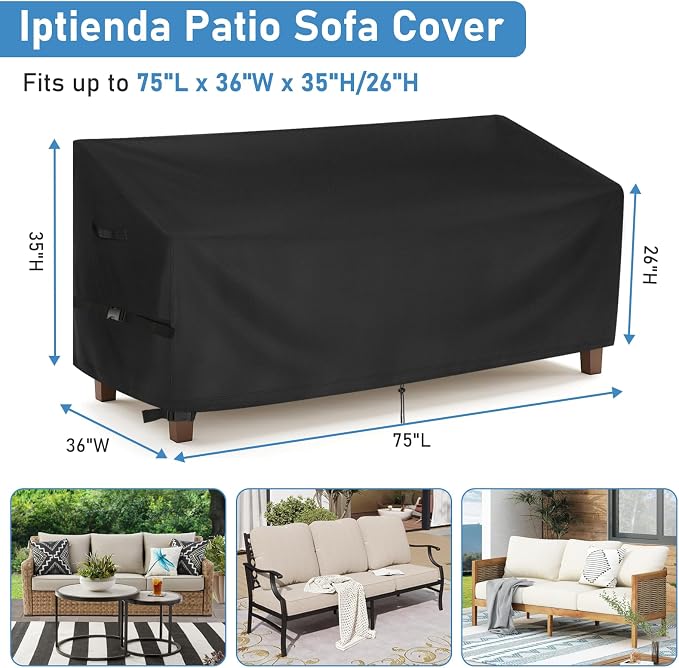 Patio Sofa Cover for Outdoor Furniture, 75inch Outdoor Couch Covers Waterproof Heavy Duty for Large Loveseat,Couch,Glider and Bench-75x36x35inch