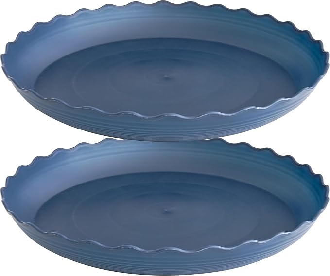 2 Pack of 18 inch Plant Saucer Plant Tray, Plastic Plant Saucer, Heavy Duty Plant Tray for Pots, Plant Saucers for Indoors Planter, Garden Water Plate Bowls for Gallon Grow Bags (Blue)