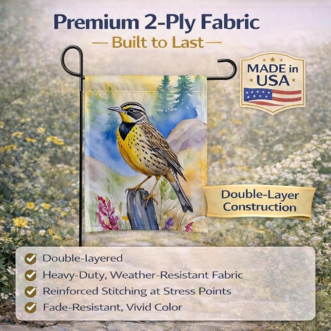 Caroline's Treasures Oregon Western Meadowlark Garden Flag Mailbox Flag Decorative Yard Flag Banner Outside Patio Artwork Yard Flower Beds, Garden Size, Multicolor