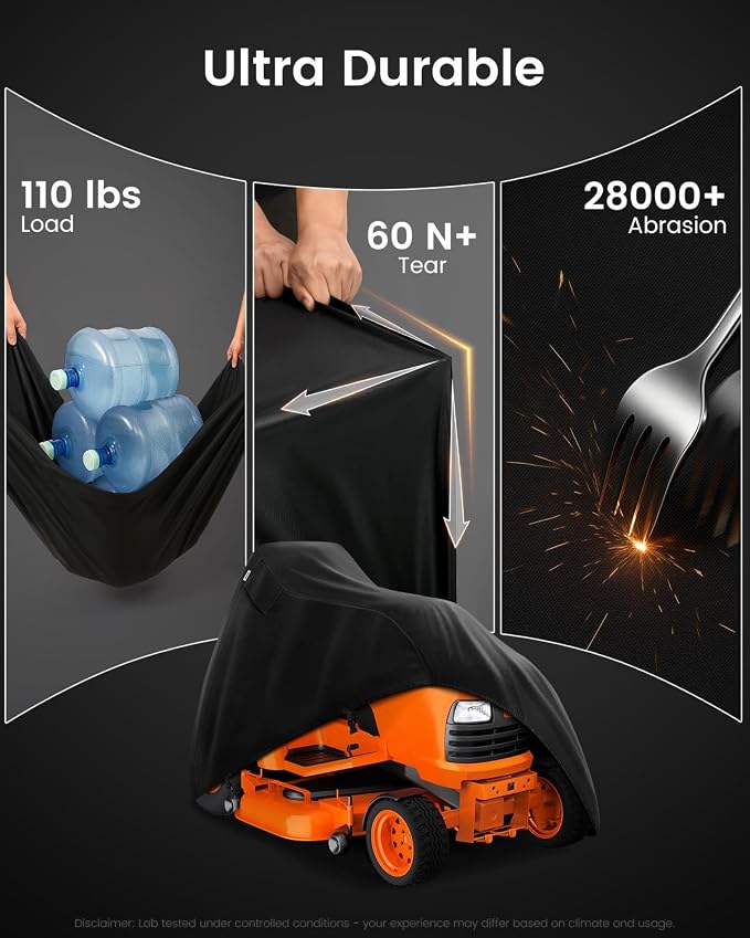 FORSPARK Riding Lawn Mower Cover – Waterproof & UV-Resistant High-Density Oxford Fabric, Fits Decks Up to 47", Windproof & Tear-Resistant Outdoor Protection with Storage Bag