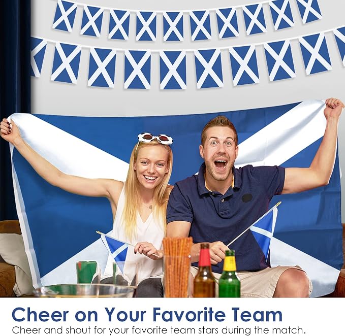 AhfuLife 2 Pcs Scotland Flags 3x5 Ft, Large Scotland Flags for Outside - Double Side with Brass Eyelets for for Olympic Party Decorations, Bar Garden Street Decoration Indoor Outdoor